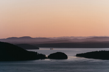 Sunset from Eagle Cliff on Cypress Island in the San Juan Islands in Northwest Washington