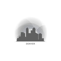 USA United States of America Denver modern city landscape skyline logo. Panorama vector flat US Colorado state icon with landmarks, skyscraper, panorama, buildings at sunrise, sunset, night