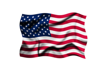 3d rendering of a United States of America flag waving on a transparent background, Clipping path included