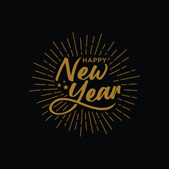 Happy New Year text hand lettering. greeting card for Merry Christmas and happy new year. Vector Illustration