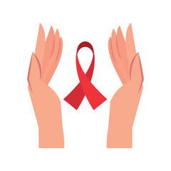 aids day hands and ribbon