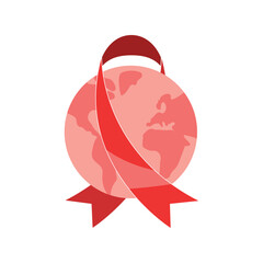 aids day ribbon red and world