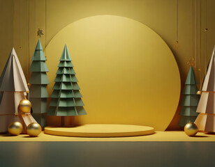 rendering stage illustration with minimalist and elegant background of a moody christmas