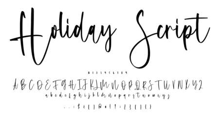 Poster Holiday Script handwritten font Best Alphabet Alphabet Brush Script Logotype Font lettering handwritten. © asep