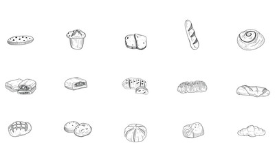 Fototapeta premium bakery handdrawn collection
