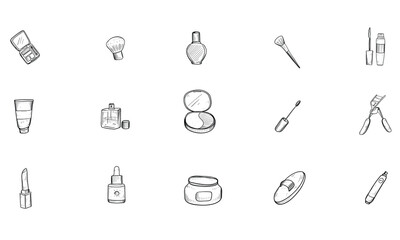 makeup and cosmetic handdrawn collection