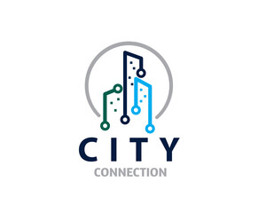 line connect building structure installation logo icon symbol design template illustration inspiration