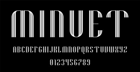 Set of alphabets font letters and numbers modern abstract design with lines vector illustration	
