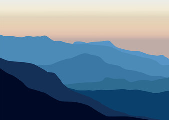 Landscape mountains panorama, vector illustration.
