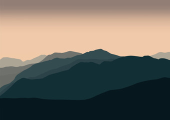 Landscape mountains panorama, vector illustration.