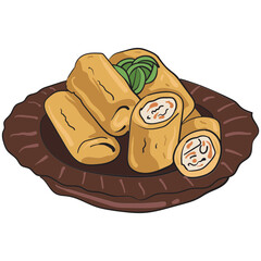 Lumpia Goreng Jajan Pasar 2D Illustrations