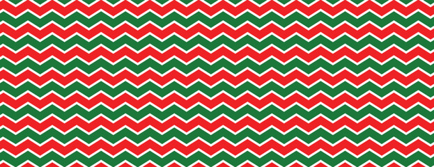 Merry Christmas zig zag red and green horizontal pattern poster or banner design vector file