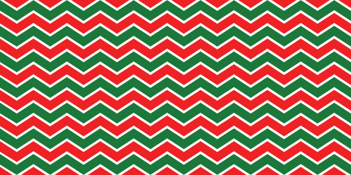 Merry Christmas zig zag red and green horizontal pattern poster or banner design vector file