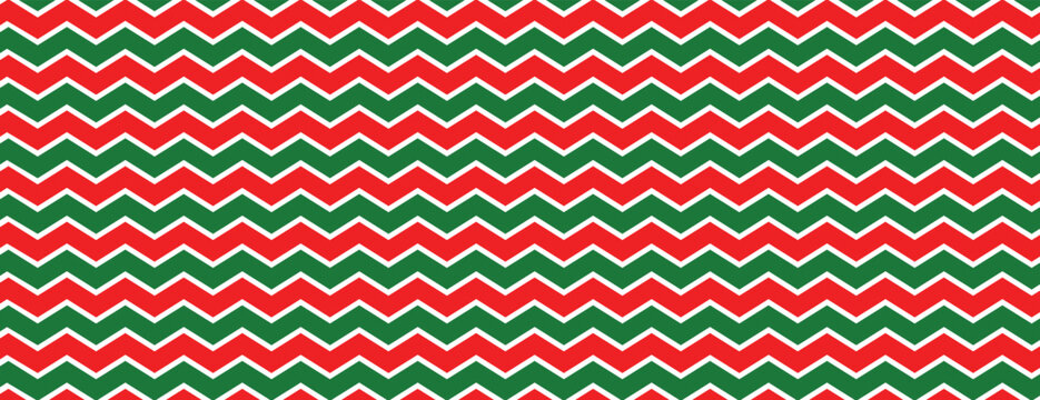 Merry Christmas zig zag red and green horizontal pattern poster or banner design vector file
