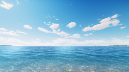 Fototapeta na wymiar Seascape with A Wide Horizon and Blue Sky 