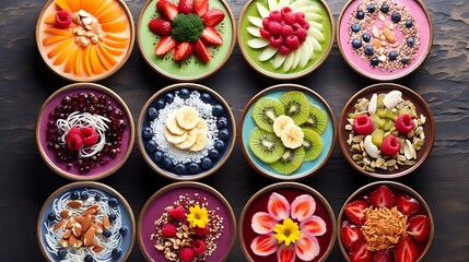 Artistic and trendy smoothie bowls