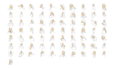 abstract line hijab woman illustration collection