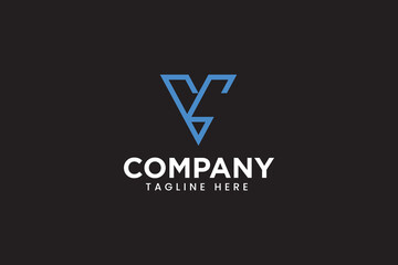letter V C logo concept with outline style for professional and business company