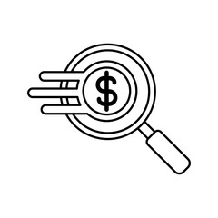 magnifying glass with money icon vector