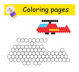 Coloring book. Illustration for children education. Cartoon helicopter.