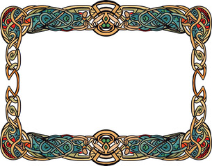 Medieval style knotwork border, frame, multicolor, Celtic