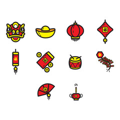 Chinese New Year celebration icons