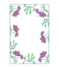 floral frame with purple flowers