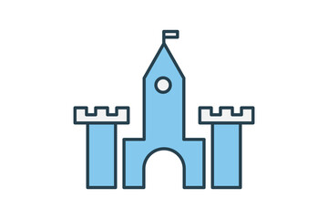 castle icon. icon related to party a fairy tale or medieval-themed party. flat line icon style. simple vector design editable