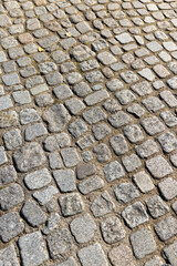 details of a highway made of stones and cobblestones