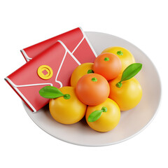 3D Illustration of Citrusy Oranges, a Traditional Lunar New Year Gift