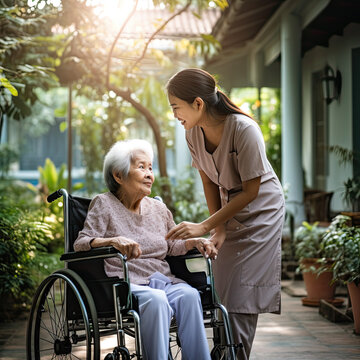 elderly care, nurse and hand,  elders old age patience