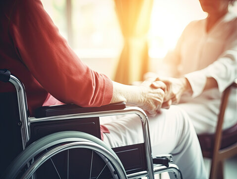 elderly care, nurse and hand,  elders old age patience