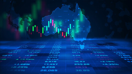 Australia stock market and economic business growth - obrazy, fototapety, plakaty