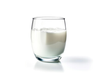 Glasses of milk on a white background.