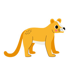 Vector illustration of cute cartoon cougar isolated on white background.
