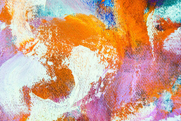 Colorful abstract oil painting art background. Texture of canvas and oil.
