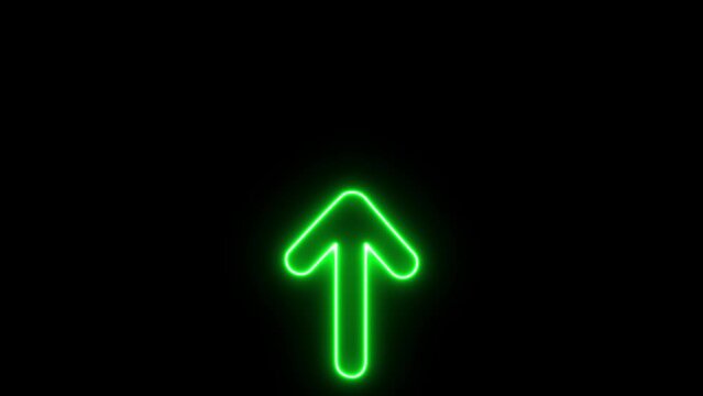 neon glowing up arrow animation. 3d arrow up. neon Swipe up animation button. Application and social network icons, swipe up for advertising. Social media scroll arrows.