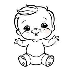 Obraz premium Black and white lines, cute little children