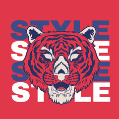 Tiger anger. Vector illustration of a tiger head.	