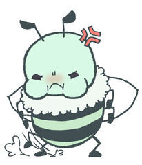 怒っているみつばち（緑色）