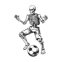 Fototapeta na wymiar Retro Skull Playing Football Soccer Vector