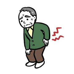 腰を痛めたシニア男性のイラスト