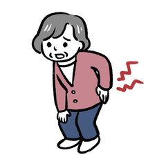 腰が痛いおばあさんのイラスト