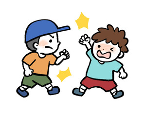 ケンカする子どものイラスト