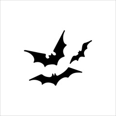 vector illustration of three black bats