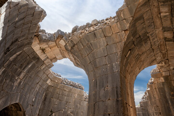 The collapsed  ceiling in the side watchtower in medieval fortress of Nimrod - Qalaat al-Subeiba,...