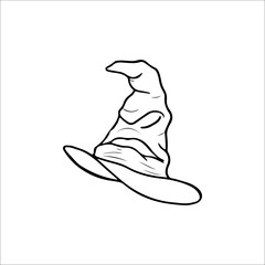 outline witch hat vector illustration