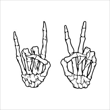 vector illustration of two skeleton hands