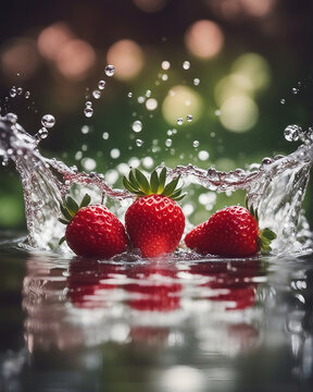 Strawberry in the water colour splash generated by AI