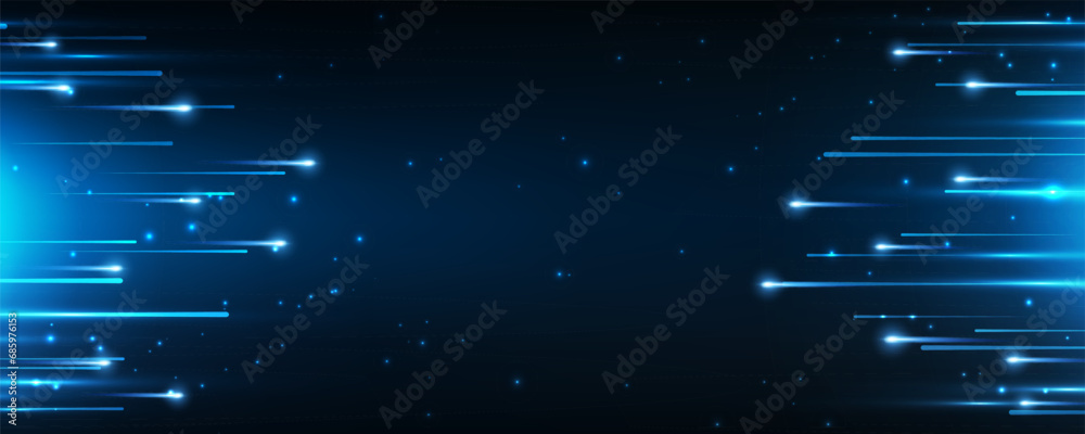 Poster abstract technology futuristic glowing light lines frame. luminous rays in motion. dynamic lines or 